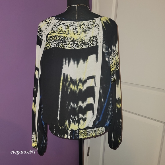 New York & Company Black White and Yellow Blouse Sz: XL - Picture 5 of 7